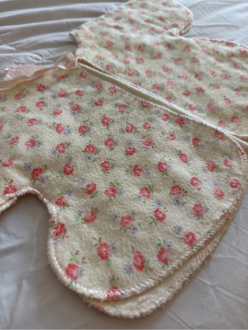 Vintage Floral 100% Soft Cotton Baby Bib Apron - Cream and Pink